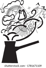 Fantazy cezve, illustration of coffee's aroma.