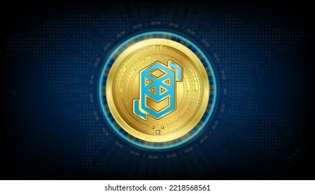 Fantom coin golden token cryptocurrency. Future currency on blockchain stock market digital. Crypto currencies on black background vector EPS10.