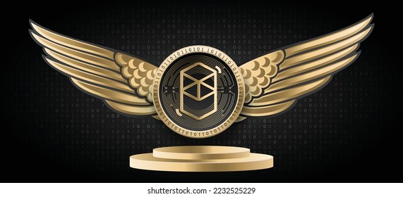 Fantom FTM verschlüsselt Währungslogo und Coin Vektorgrafik-Banner. Blockchain-basierter kryptowährender Technologie-Hintergrund. 