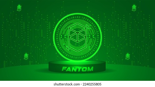 Fantom (FTM) Metaverse cryptocurrency concept vector illustration banner