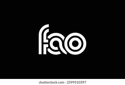 FAO Creative Unique Modern Letter Logo Design. Stylized logo featuring a unique letter design, presenting abstract minimalist aesthetics and modern appeal.