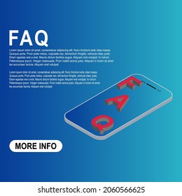 FAQ, 3D template frequently asked questions vector icon. Information speech bubble symbol, help message .