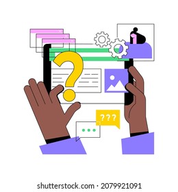 FAQ abstract concept vector illustration. Frequently asked questions, customer help, how-to, user interface, website menu bar, corporate page, product info, solve problem abstract metaphor.