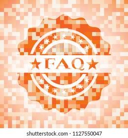 FAQ abstract orange mosaic emblem with background