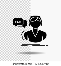 FAQ, Assistance, call, consultation, help Glyph Icon on Transparent Background. Black Icon