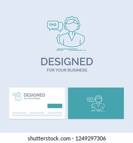 FAQ, Assistance, call, consultation, help Business Logo Line Icon Symbol for your business. Turquoise Business Cards with Brand logo template