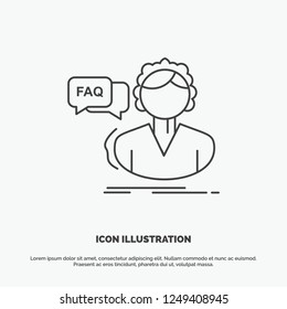 FAQ, Assistance, call, consultation, help Icon. Line vector gray symbol for UI and UX, website or mobile application