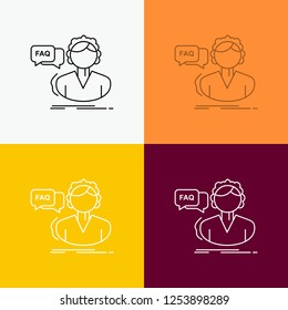 FAQ, Assistance, call, consultation, help Icon Over Various Background. Line style design, designed for web and app. Eps 10 vector illustration