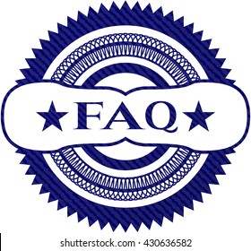 FAQ badge with denim background