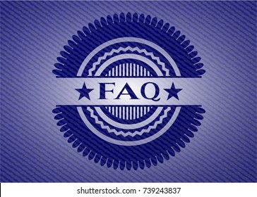 FAQ badge with denim background
