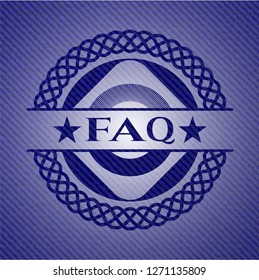 FAQ badge with denim texture