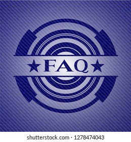 FAQ badge with denim texture