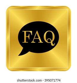FAQ - black vector icon;  gold button