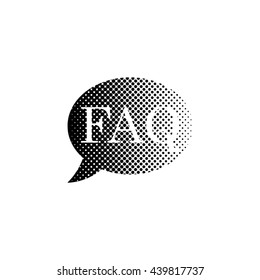 FAQ - black vector icon;  halftone illustration