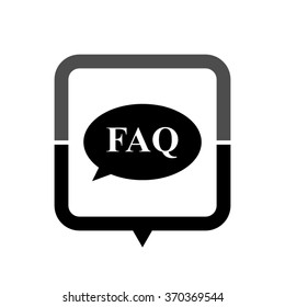 FAQ - black vector icon; map pointer;  message bubble