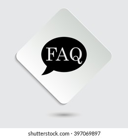 FAQ - black vector icon  on a paper button