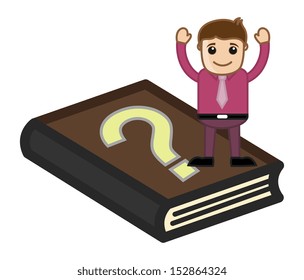 FAQ Book - Help Concept - Cartoon Business Character