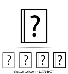 FAQ book, help icon in different shapes, thickness. Simple outline vector of web for UI and UX, website or mobile application