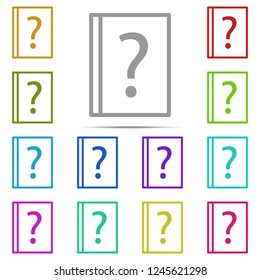 FAQ book, help icon in multi color. Simple outline vector of web, minimalistic set for UI and UX, website or mobile application