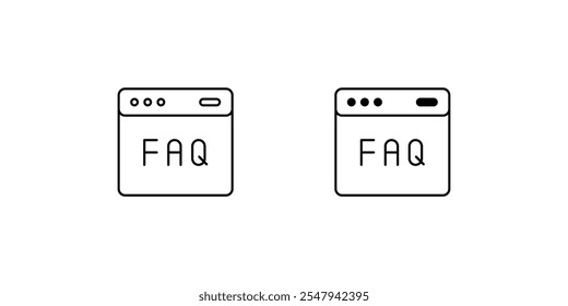 faq browser set icon with white background vector stock illustration