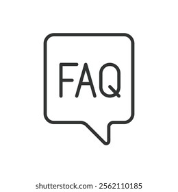 FAQ bubble, icon in line design. FAQ bubble, question mark, help, support, information, query, answers on white background vector. FAQ bubble editable stroke icon