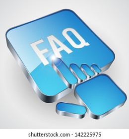 FAQ button with blue hand