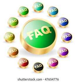FAQ button collection. Vector set.
