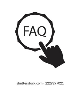 FAQ button vector icon. Cursor clicking FAQ glyph icon. isolated on white background. vector illustration