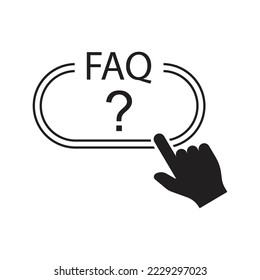 FAQ button vector icon. Cursor clicking FAQ glyph icon. isolated on white background. vector illustration