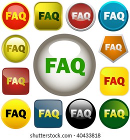 FAQ buttons collection. Vector set.