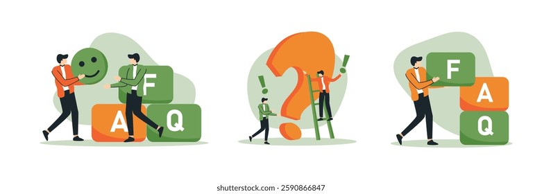 Faq concept customer support, service help vector illustration with question mark