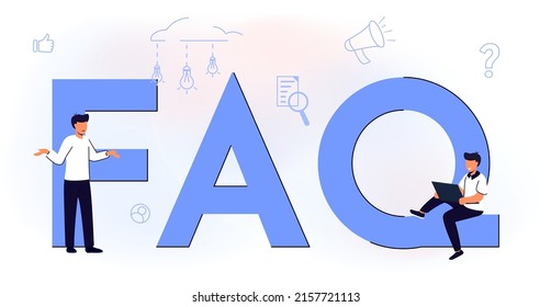 FAQ concept Customer support Vecror illustration of searching solutions Useful information Solving problem Landing page template Answer to question on website Frequently asked questions