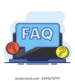 FAQ concept, Frequently asked questions, Website with FAQ page, Question and answer page to help audience, Questions or problem solving, online support center questions digital tool. flat vector.