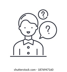 Faq concept icon, linear isolated illustration, thin line vector, web design sign, outline concept symbol with editable stroke on white background.