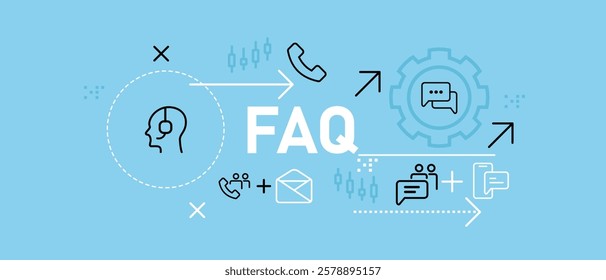 FAQ Conceptual frequently asking question information customer support service contact technology answer guide communication social email advice design icon outline concept set collection