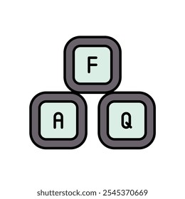 FQ-Würfel-Symbol mit weißem Hintergrund, Vektorgrafik