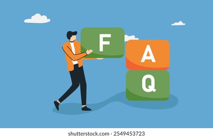 FAQ Customer support contacting with helpdesk service, asking questions and receiving answers