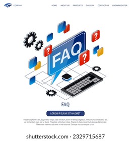 FAQ, customer support, online help, hotline 3d isometric vector concept illustration