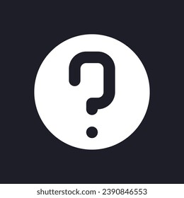 FAQ dark mode glyph ui icon. Answers on common questions. Support online. User interface design. White silhouette symbol on black space. Solid pictogram for web, mobile. Vector isolated illustration