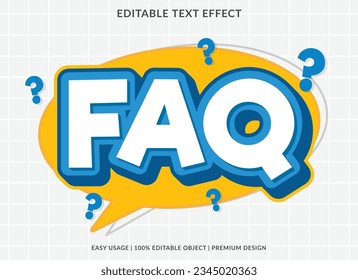 plantilla de efecto de texto modificable faq para el logotipo de estilo de fuente	