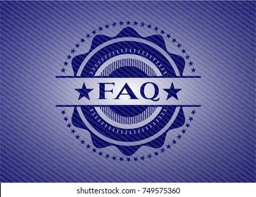 FAQ emblem with denim high quality background