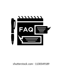 FAQ file document icon - chat speech bubble and chart web icon black