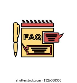 FAQ file document icon - chat speech bubble and chart web icon