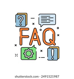 FAQ Filled Color Icon, Vector illustration
