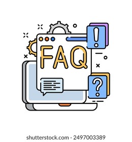 FAQ Filled Color Icon, Vector illustration