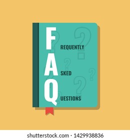 FAQ - frequently asked question book, flat style vector illustration