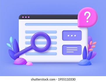 FAQ, Frequently Asked Question Concept. Online Communication, Getting Help Information, Asking And Answering Questions. Online Support Center. 3d Vector Illustration.