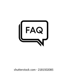 FAQ or Frequently Asked Questions Bubble Speech or Chat, Help Icon in Stylize Linked Black Thin Line Vector