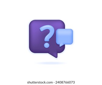 Preguntas frecuentes o preguntas frecuentes. Preguntas y respuestas de QnA. para foros y servicios de preguntas y respuestas. símbolo de burbuja de chat y signo de interrogación. símbolo o icono. diseño minimalista 3d