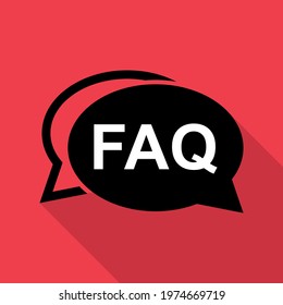 FAQ, frequently asked questions vector icon. Information speech bubble symbol, help message 